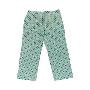 Charter Club Women’s Cropped Pants Katherine Fit Sz 14 Green White Lattice GUC